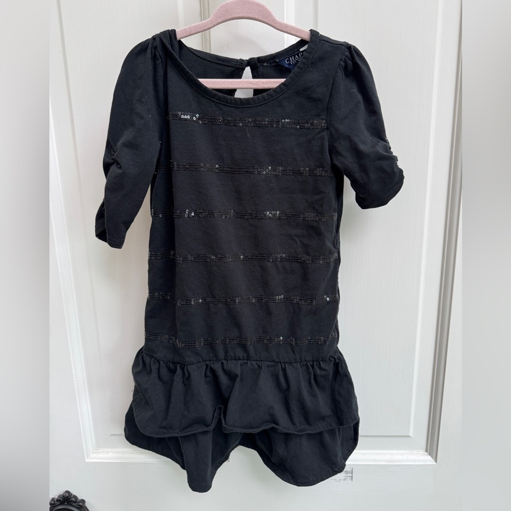 NWOT Chaps 4T Girls Black Long Sleeve Sequin Dress